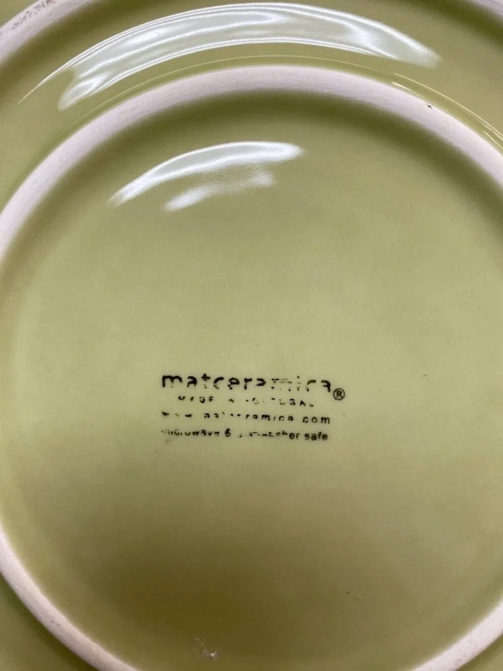 Vintage Sage Green Matceramica Dinner Plate Made in Portugal